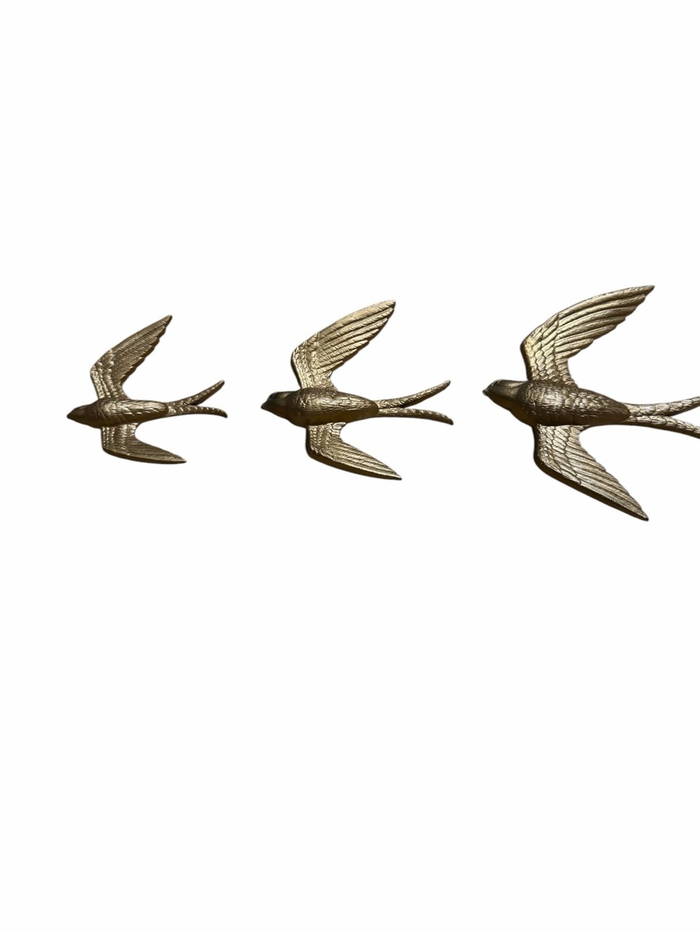 Burwood Brand Metallic Gold Flying Swallow Wall Decor Set of 3